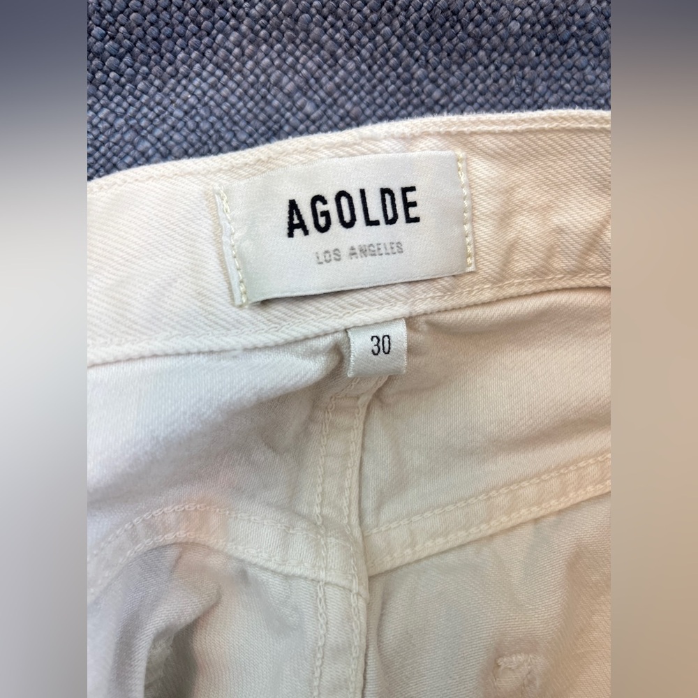 Agolde 90s Pinch High Rise Raw Hem in Marshmallow, Size 30 - Picture 4 of 5